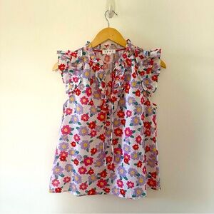 Floral ruffle sleeve blouse size Small